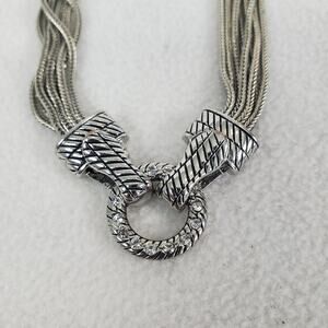 Premier Design Rhinestone Magnetic Choker Multi-strand Necklace Silver Gray